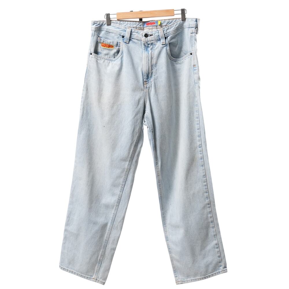 Empyre Relax Fit Jeans Mens 34 Light Wash Blue Baggy Skater Straight Denim Y2K